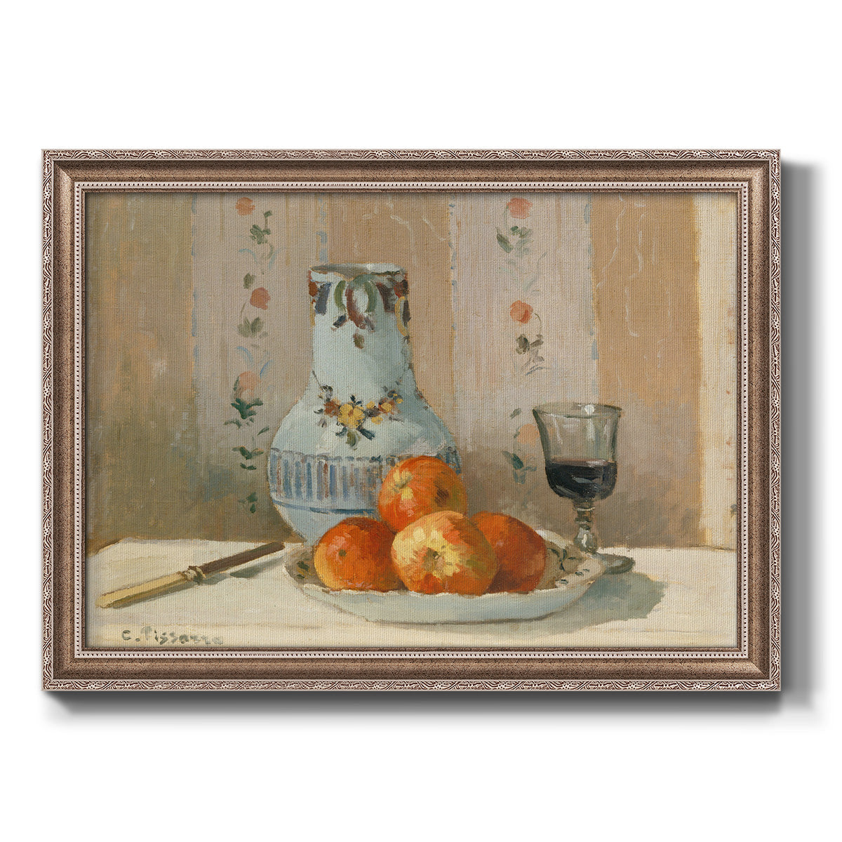 Still Life with Apples and Pitcher Premium Framed Canvas- Ready to Hang