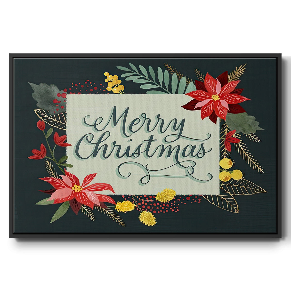 Bright Christmas Night Collection A - Floater Framed Canvas Print