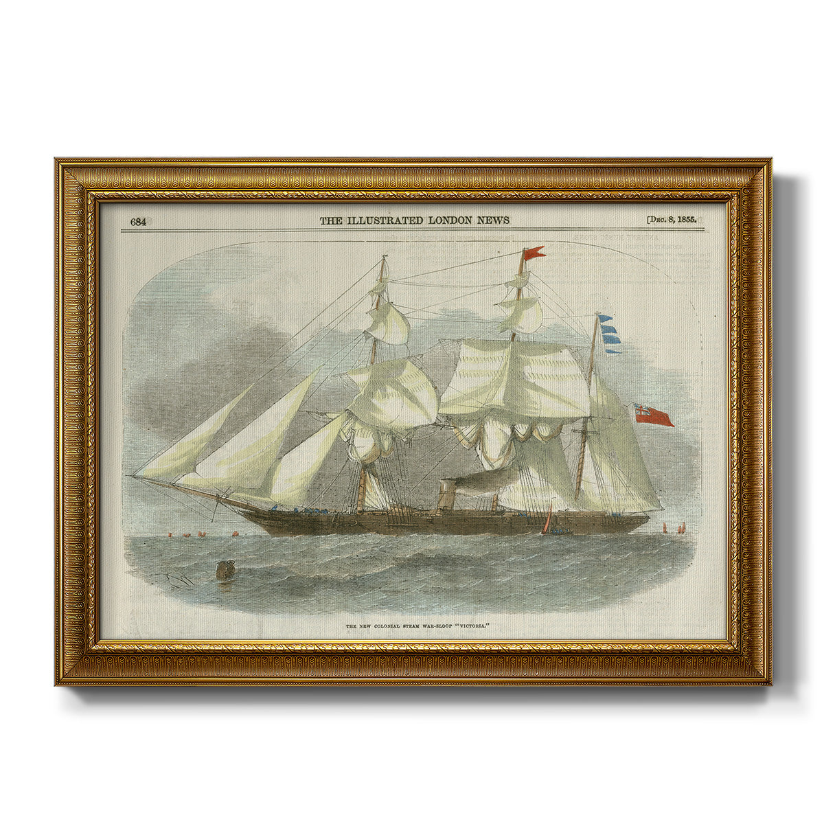 Antique Clipper Ship III - Ornate Framed Canvas Print