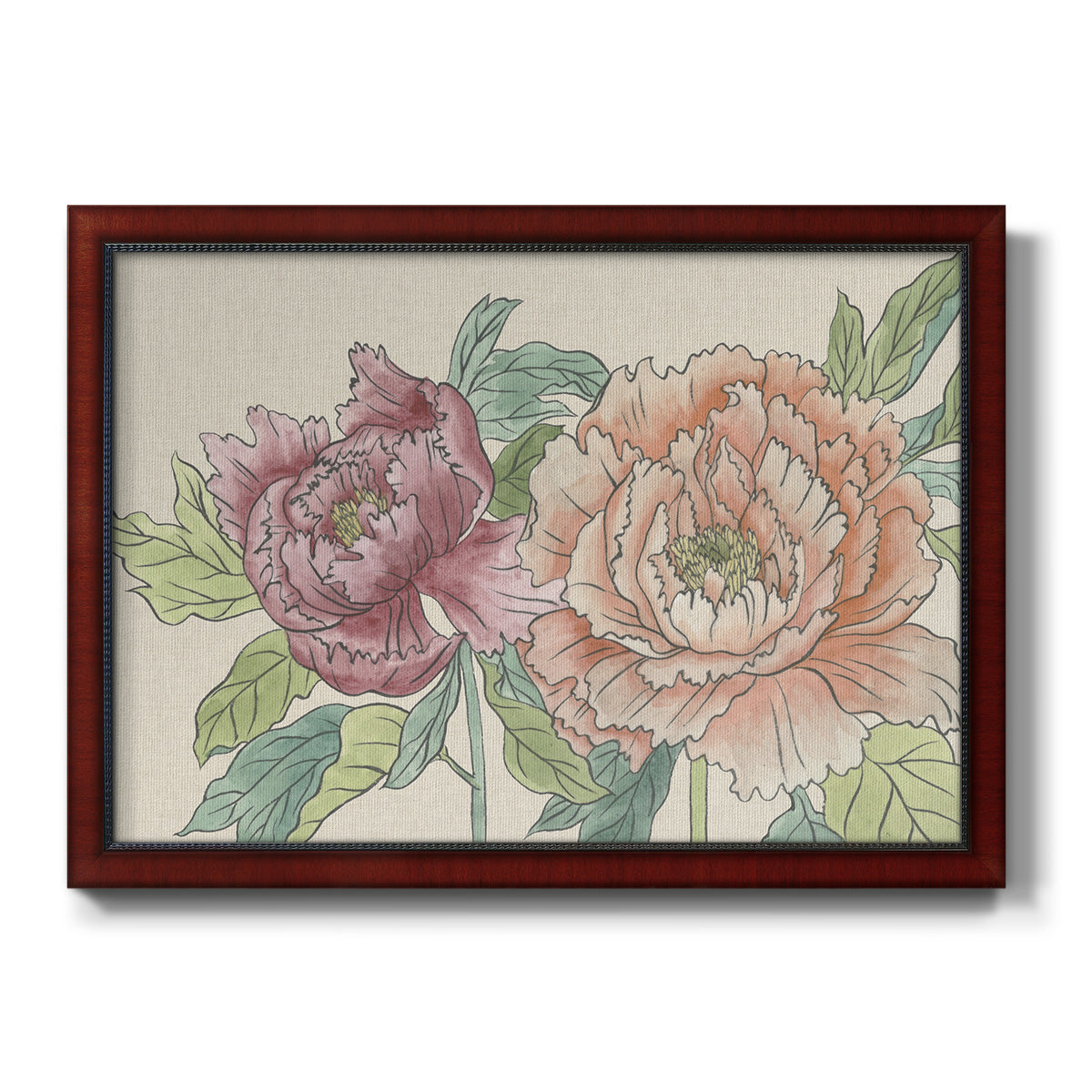 Peony Blooms IV Premium Framed Canvas- Ready to Hang