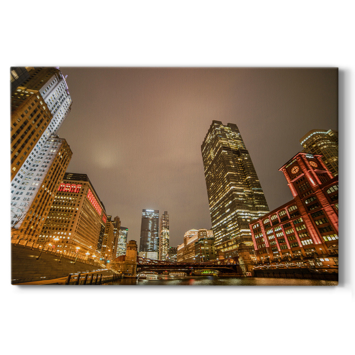 Chicago River From Below - Canvas Art Print