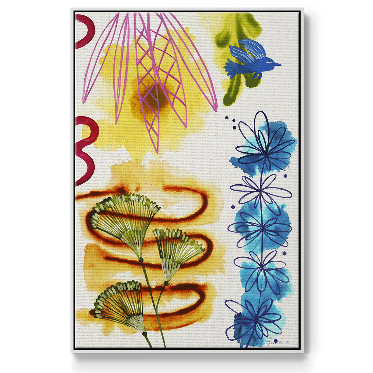 Flower Power I - Framed Premium Gallery Wrapped Canvas L Frame - Ready to Hang