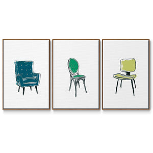 Take a Seat VI - Framed Premium Gallery Wrapped Canvas L Frame 3 Piece Set - Ready to Hang