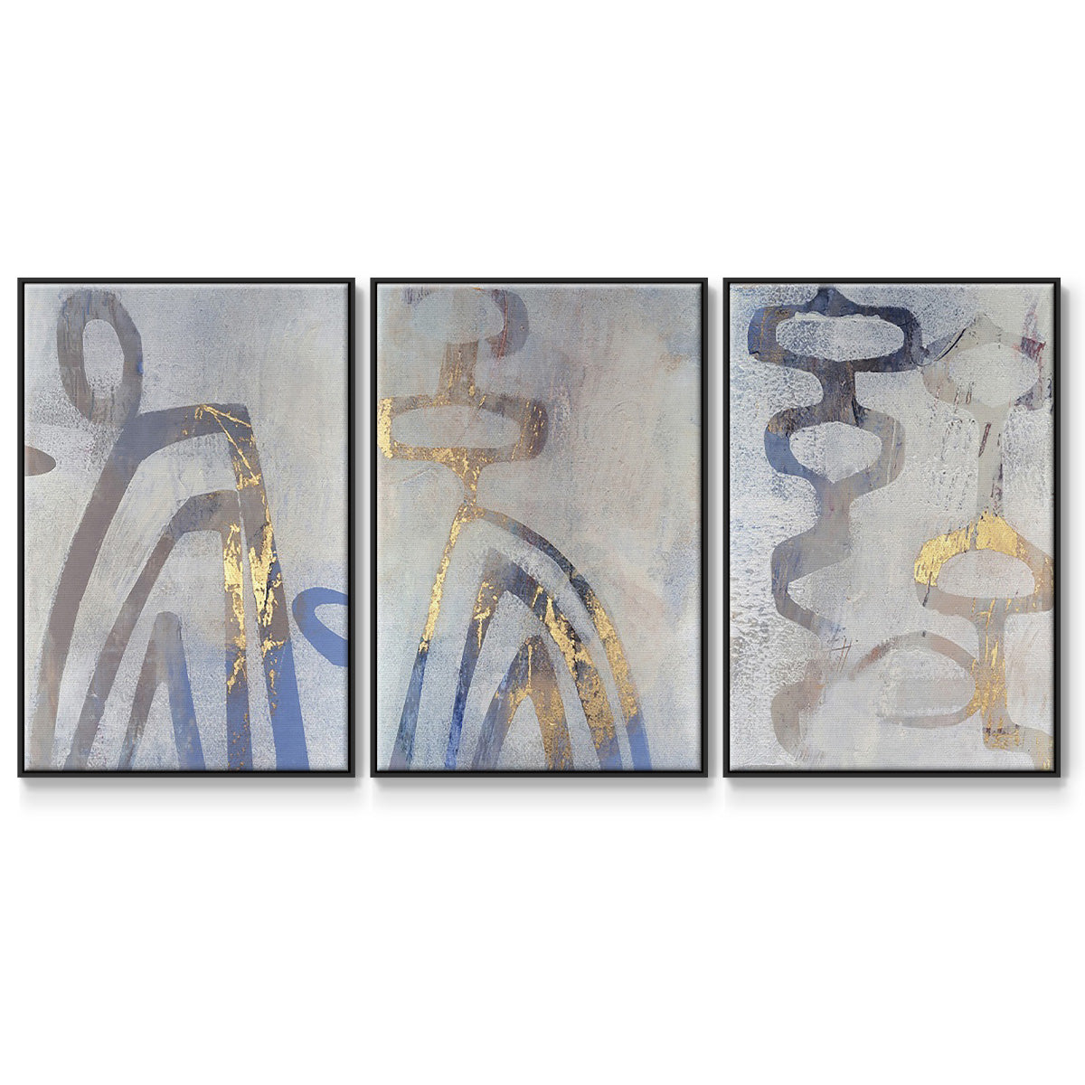 Linx I - Framed Premium Gallery Wrapped Canvas L Frame 3 Piece Set - Ready to Hang