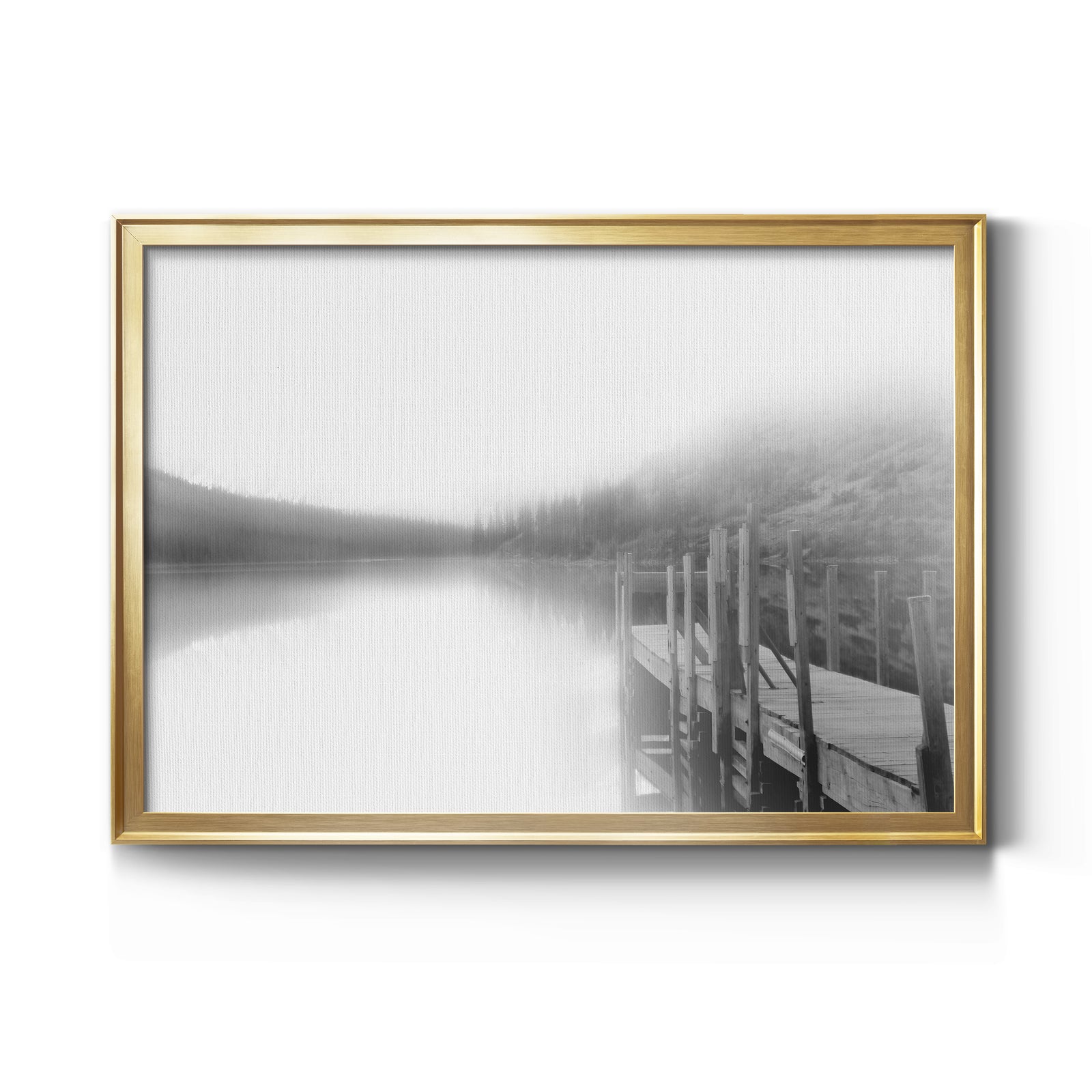 Mist on the Docks - Modern Framed Canvas Print