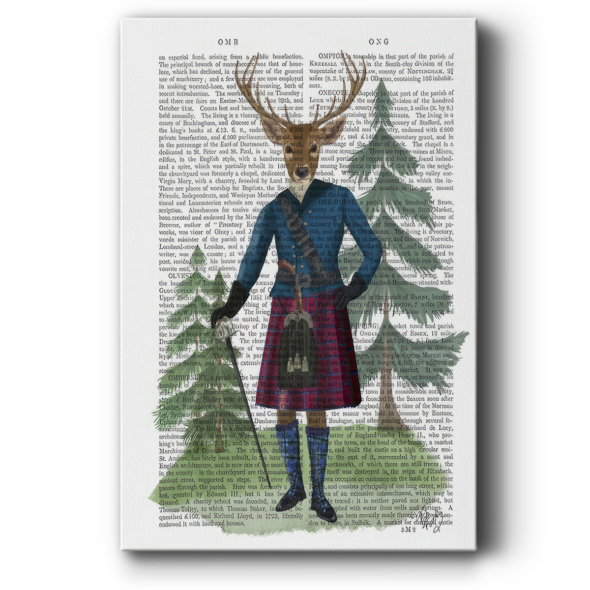 Scottish Deer Laird Tam OShunter, Full, Book Print - Gallery Wrapped Canvas
