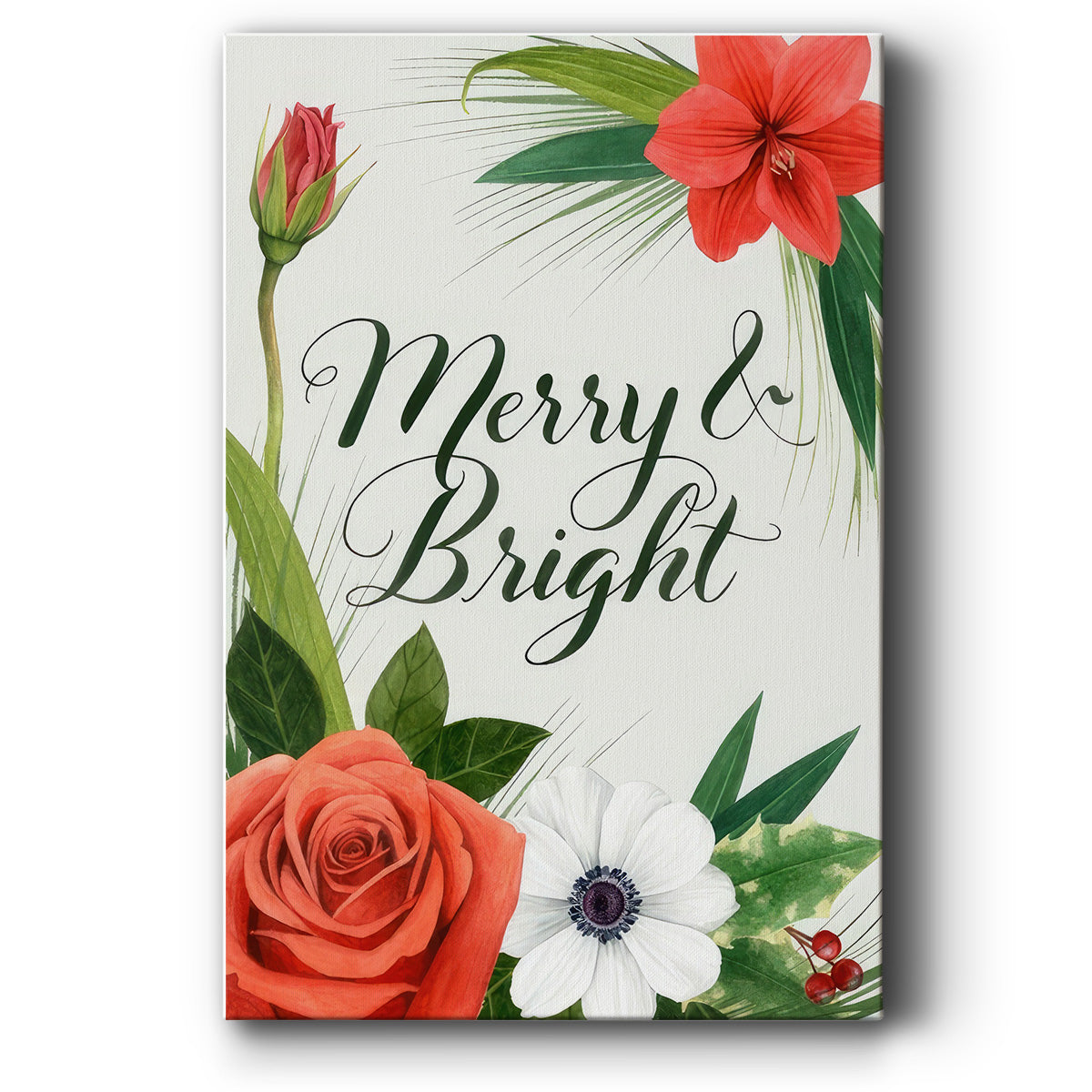 Christmas Flora Wreath Collection B - Canvas Art Print