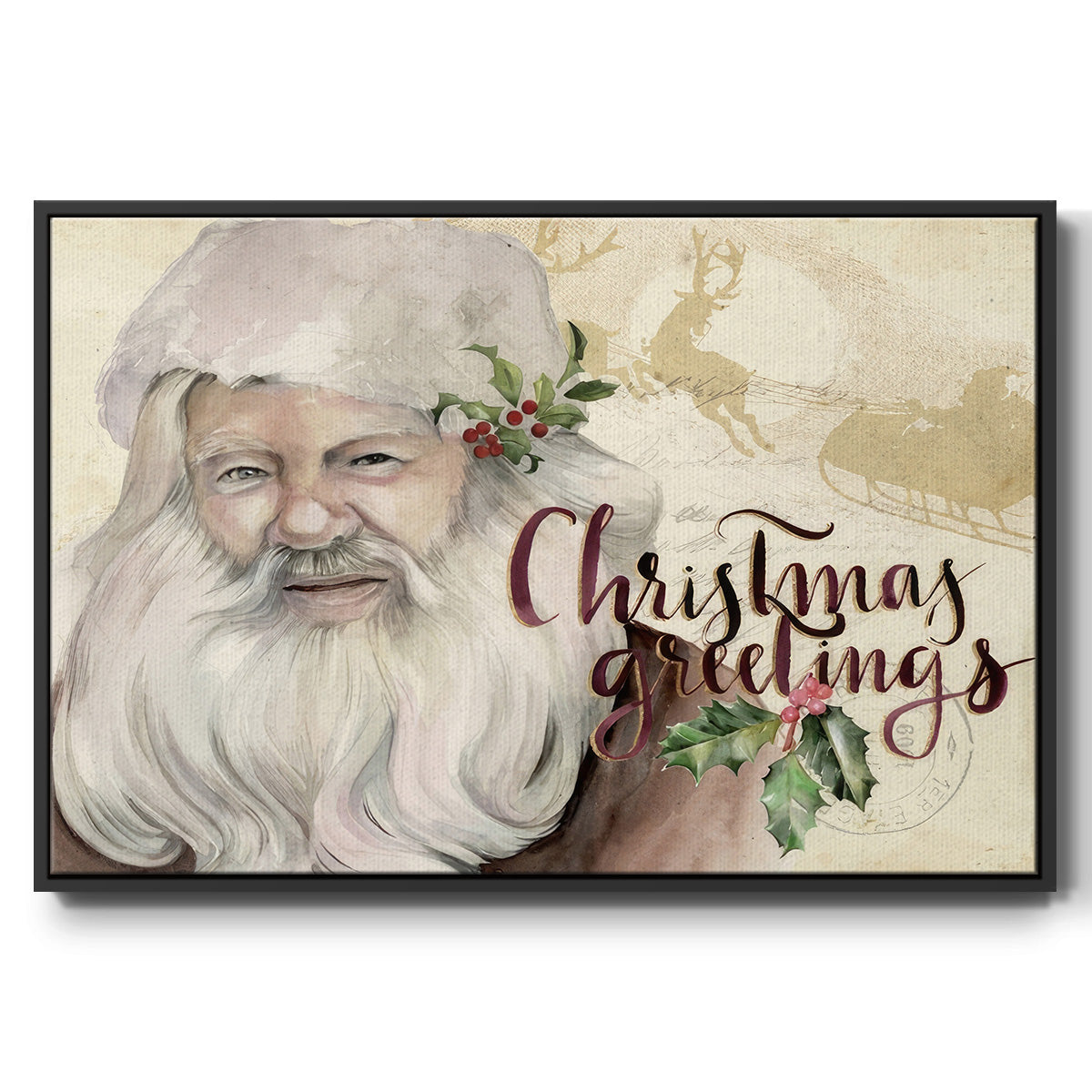 Christmas Greetings Collection A - Floater Framed Canvas Print