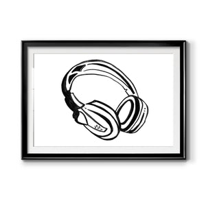 Headphones Sketch - Modern Framed Art Print