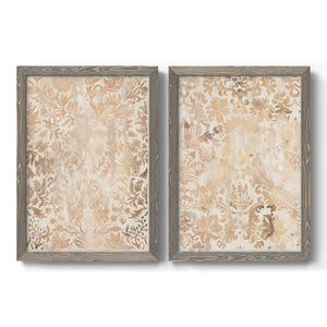 Walnut Damask I - Premium Framed Canvas 2 Piece Set - Ready to Hang