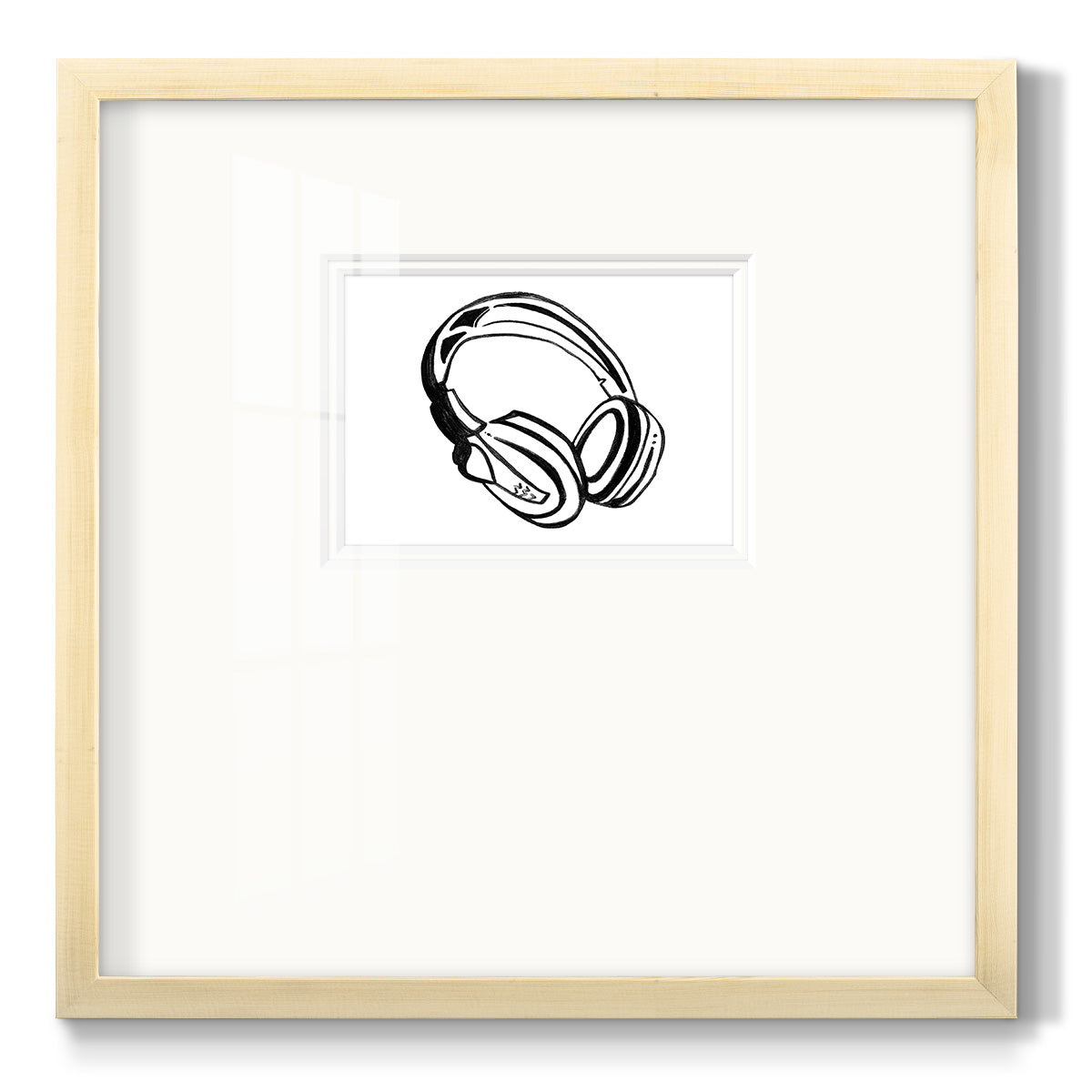 Headphones Sketch Premium Framed Print Double Matboard