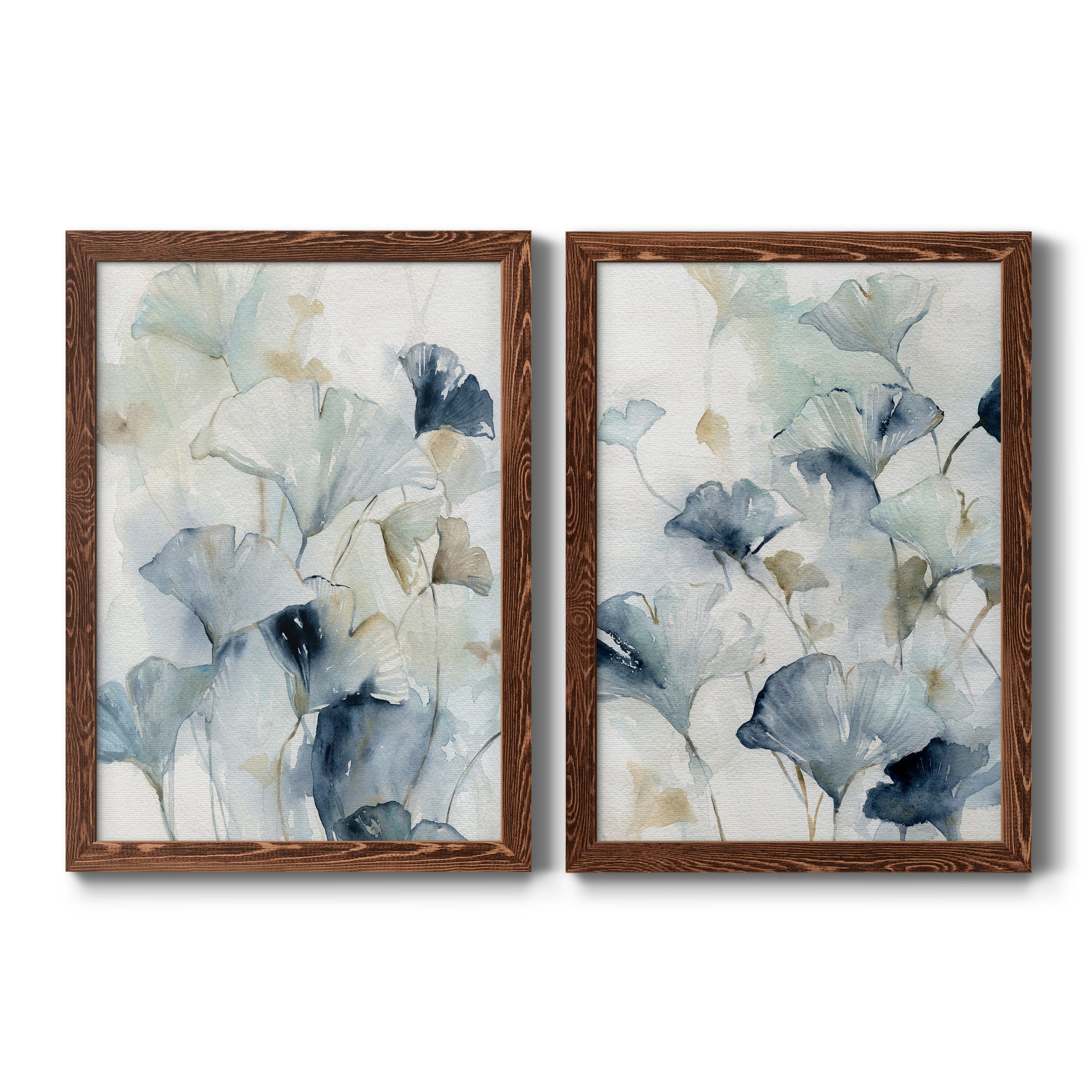 Indigo Ginkgo I- Premium Framed Canvas in Barnwood - Ready to Hang