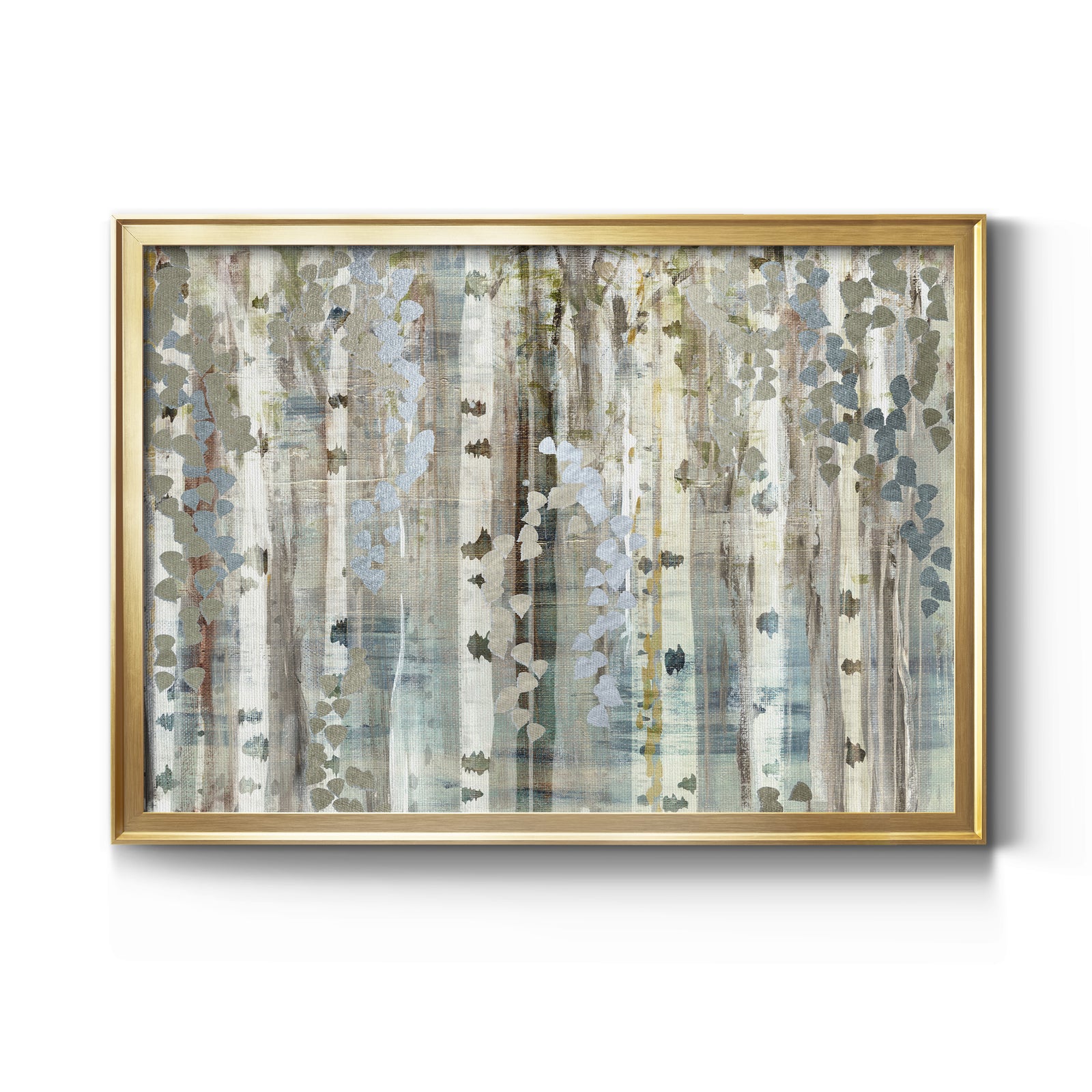 Birch Wood Meadow - Modern Framed Canvas Print