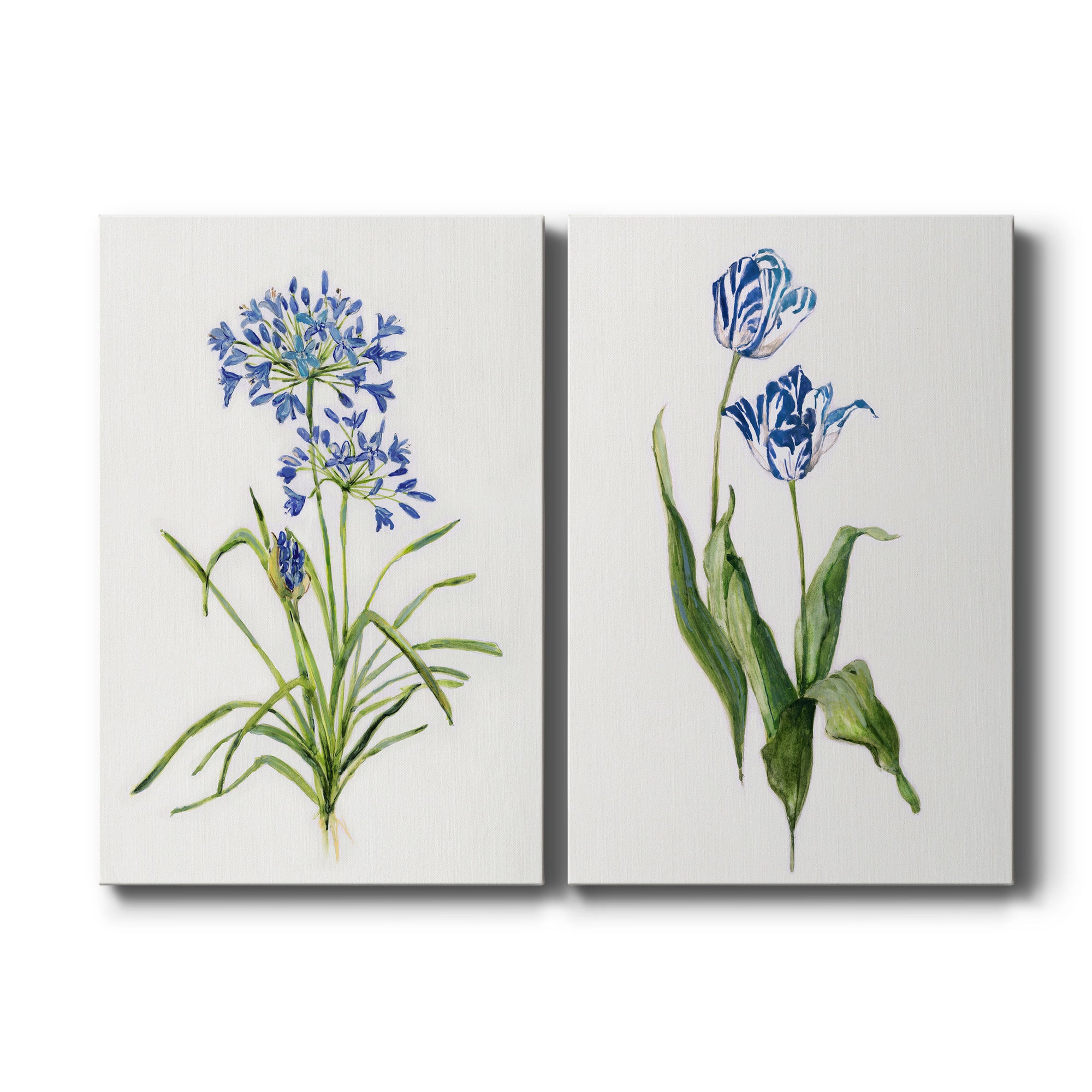 Blue Lively Botanical I Premium Gallery Wrapped Canvas - Ready to Hang - Set of 2 - 8 x 12 Each