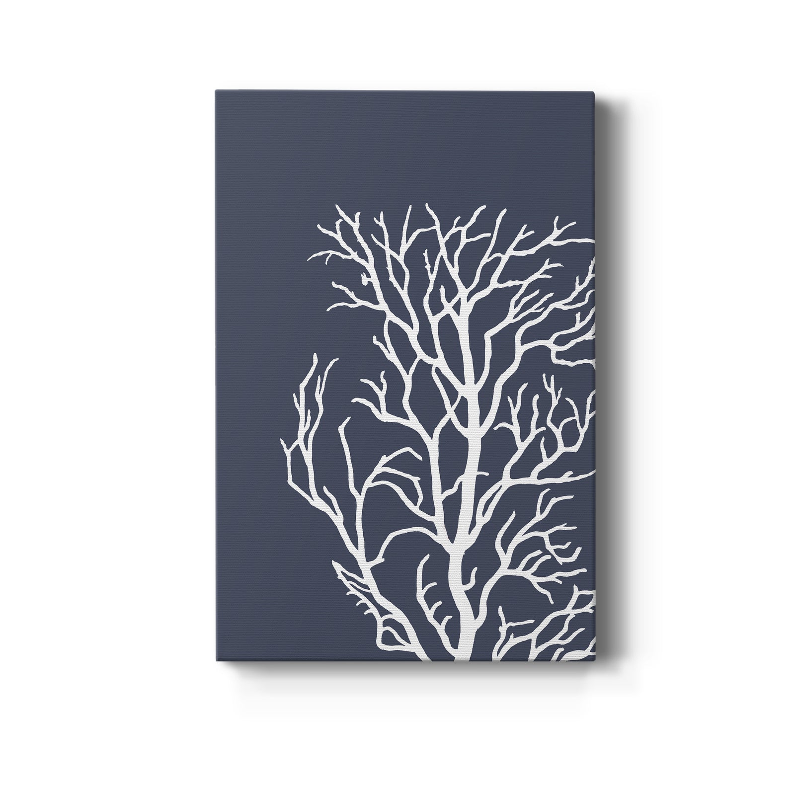 Corals White on Indigo Blue c - Canvas Art Print
