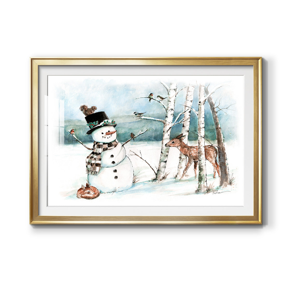 Snow Friends - Modern Framed Art Print