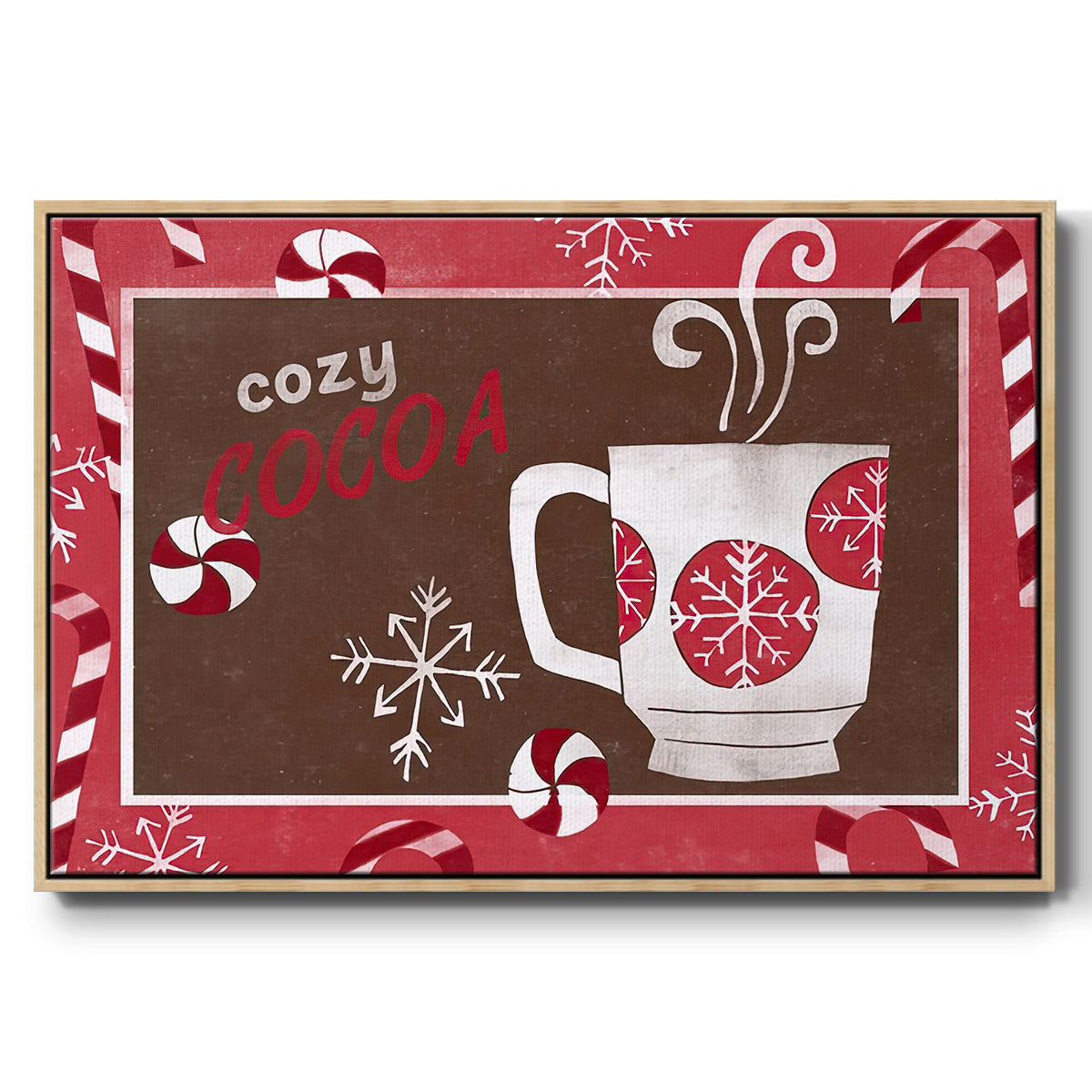Cozy Cocoa Christmas Collection A - Framed Gallery Wrapped Canvas in Floating Frame