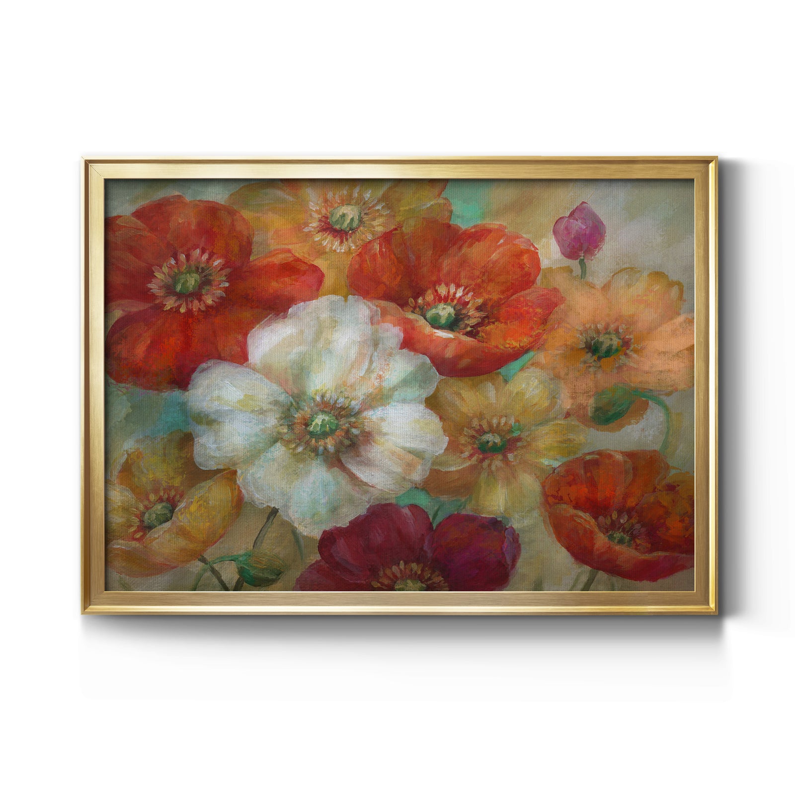 Poppycentric - Modern Framed Canvas Print