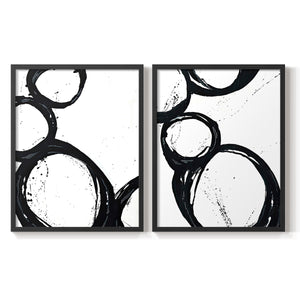 Colorful geometric landscape artwork depicting a coastal view with blue waters and green hills during daytime