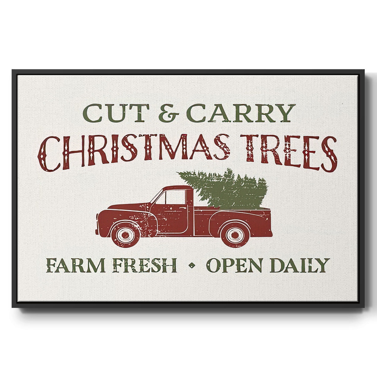 Christmas Farm Sign II - Floater Framed Canvas Print