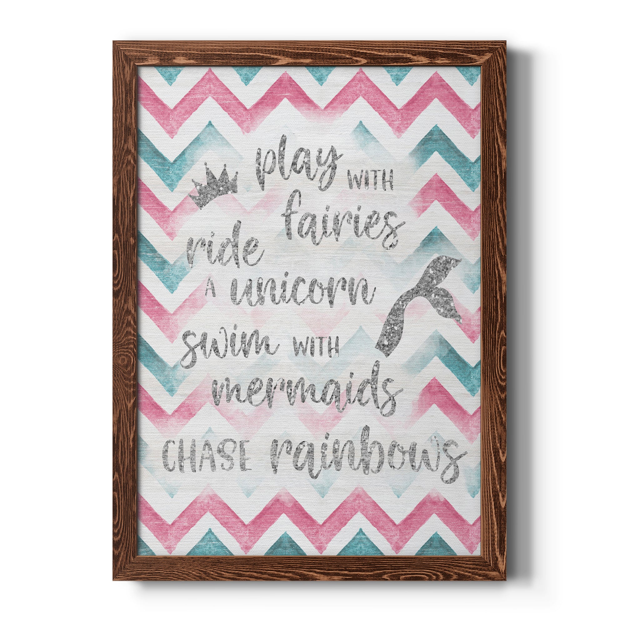 Fairies Unicorns Mermaids - Premium Canvas Framed in Barnwood - Ready to Hang