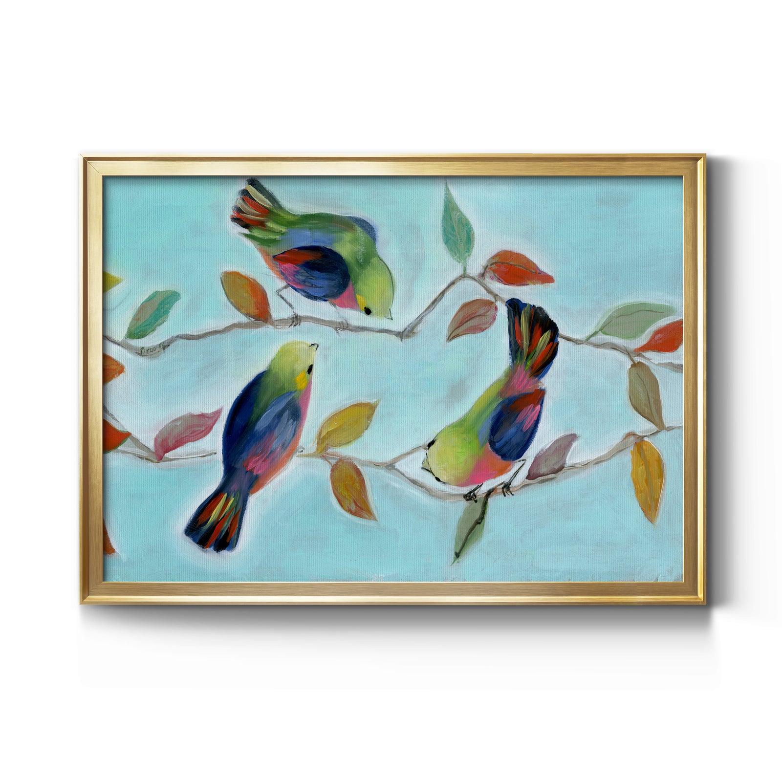 Bitty Birds I - Modern Framed Canvas Print