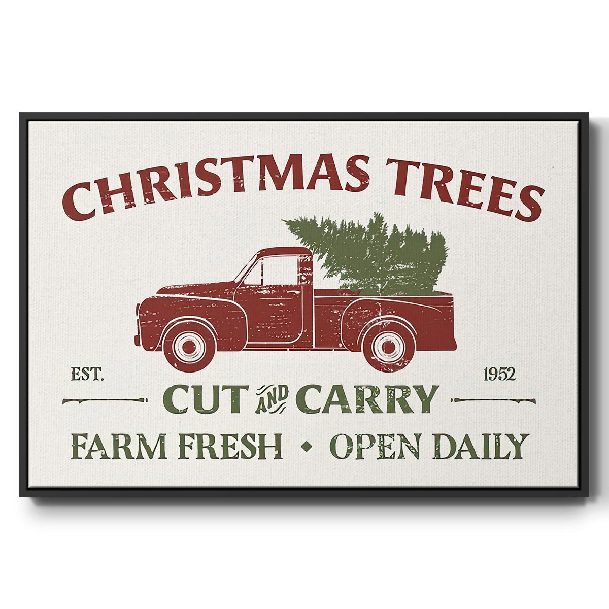 Christmas Farm Sign Collection A - Floater Framed Canvas Print