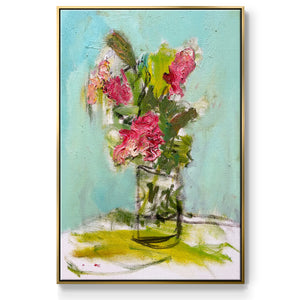 TURQUOISE LILLY - Framed Premium Gallery Wrapped Canvas L Frame - Ready to Hang