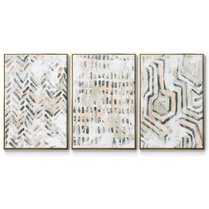 Sand Glyphs I - Framed Premium Gallery Wrapped Canvas L Frame 3 Piece Set - Ready to Hang