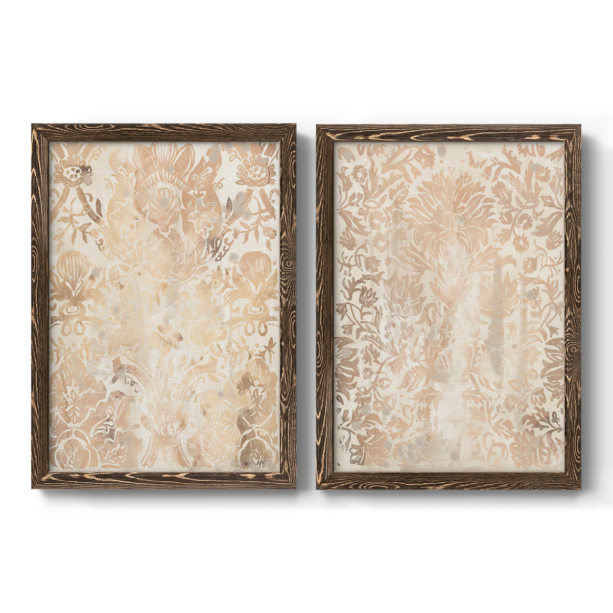 Walnut Damask III - Premium Framed Canvas 2 Piece Set - Ready to Hang