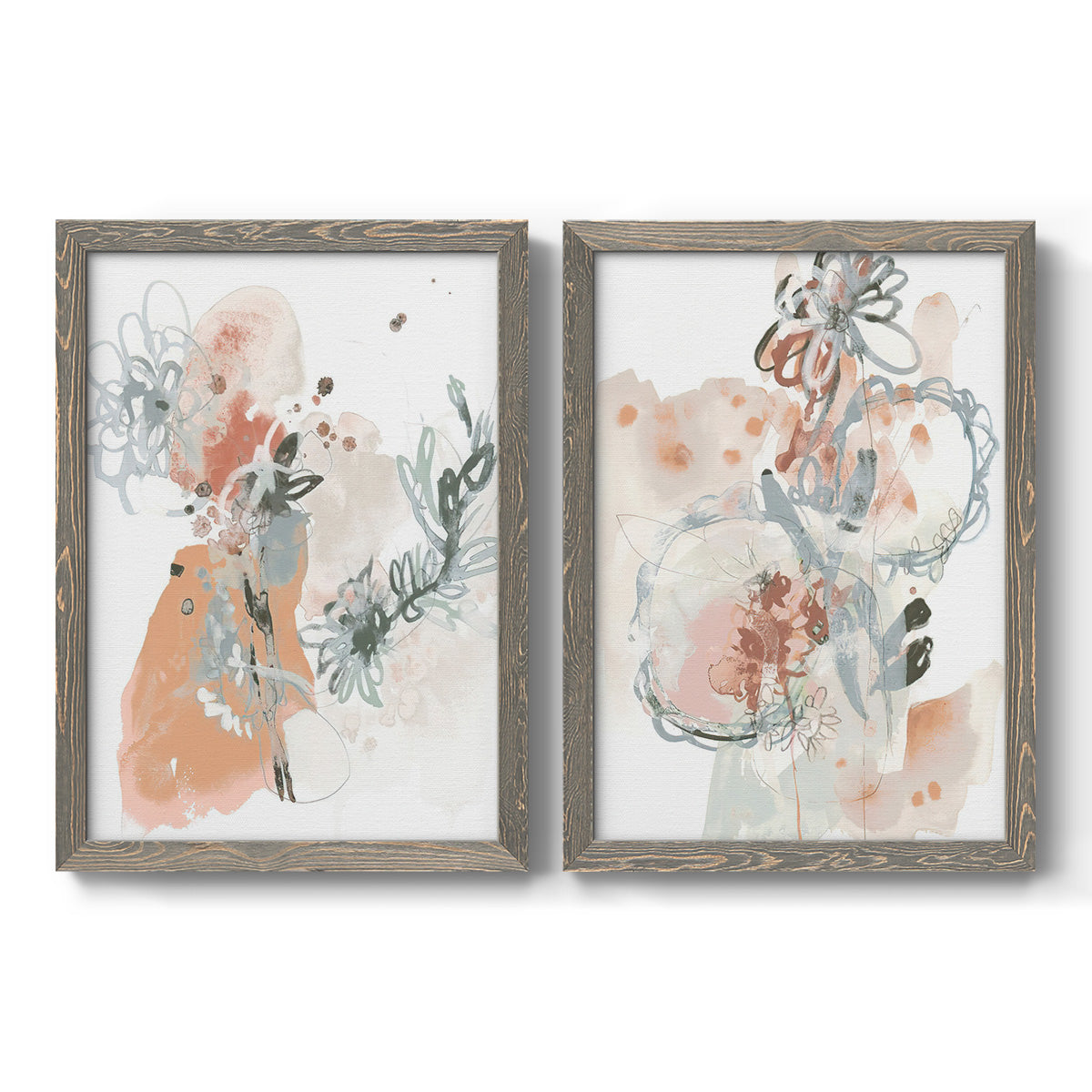 Petal Drift I - Premium Framed Canvas 2 Piece Set - Ready to Hang