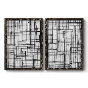 Line Meditation I - Barnwood Framed Canvas Set