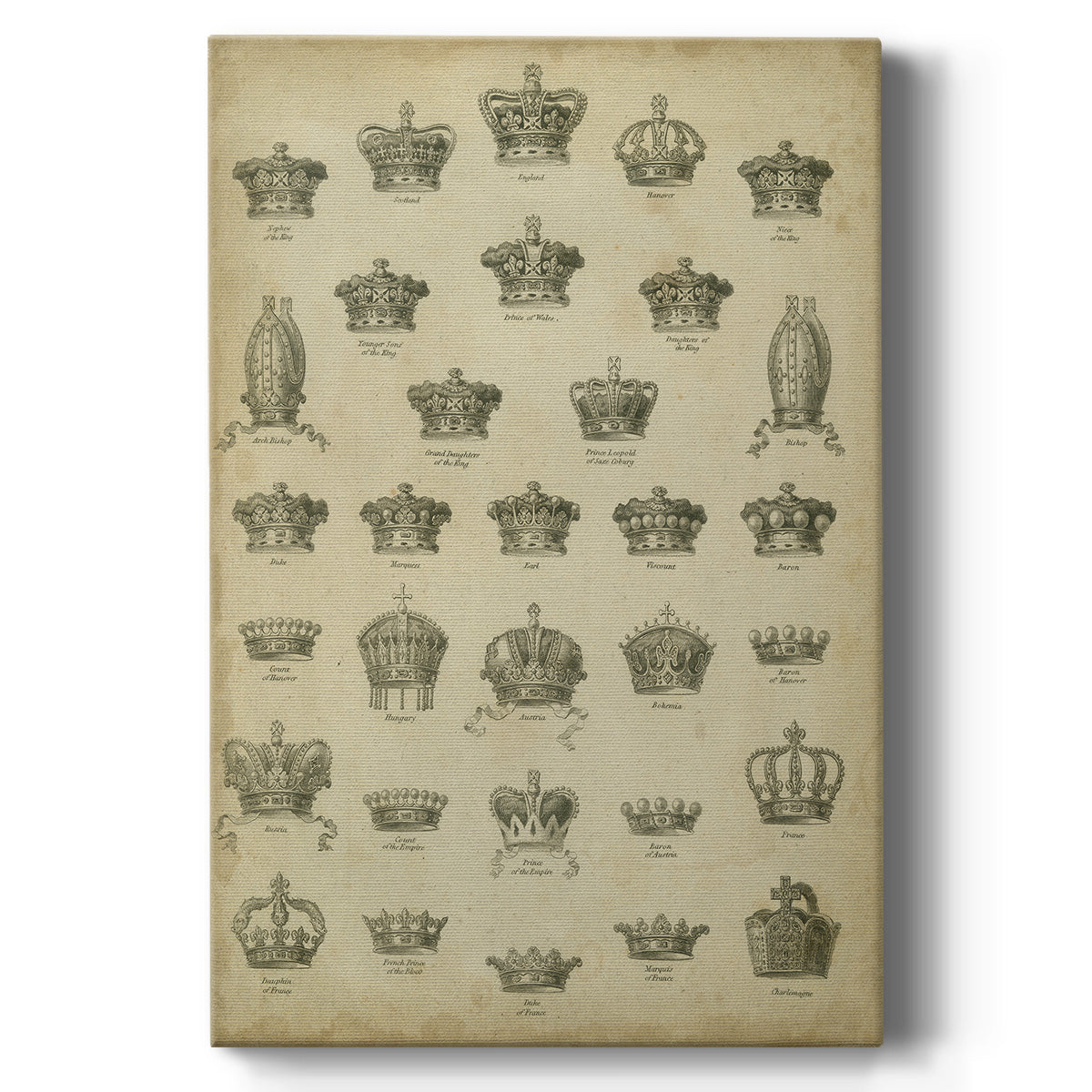Heraldic Crowns & Coronets V - Canvas Art Print