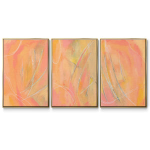 Patterned Leaf Shapes I - Framed Premium Gallery Wrapped Canvas L Frame 3 Piece Set - Ready to Hang