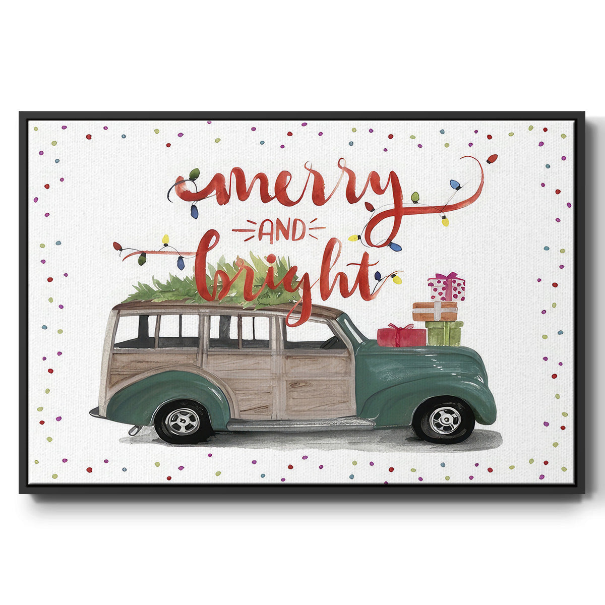 Christmas Cars Collection A - Floater Framed Canvas Print