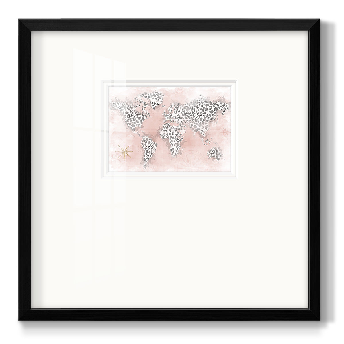 Pink Cheetah Map Premium Framed Print Double Matboard