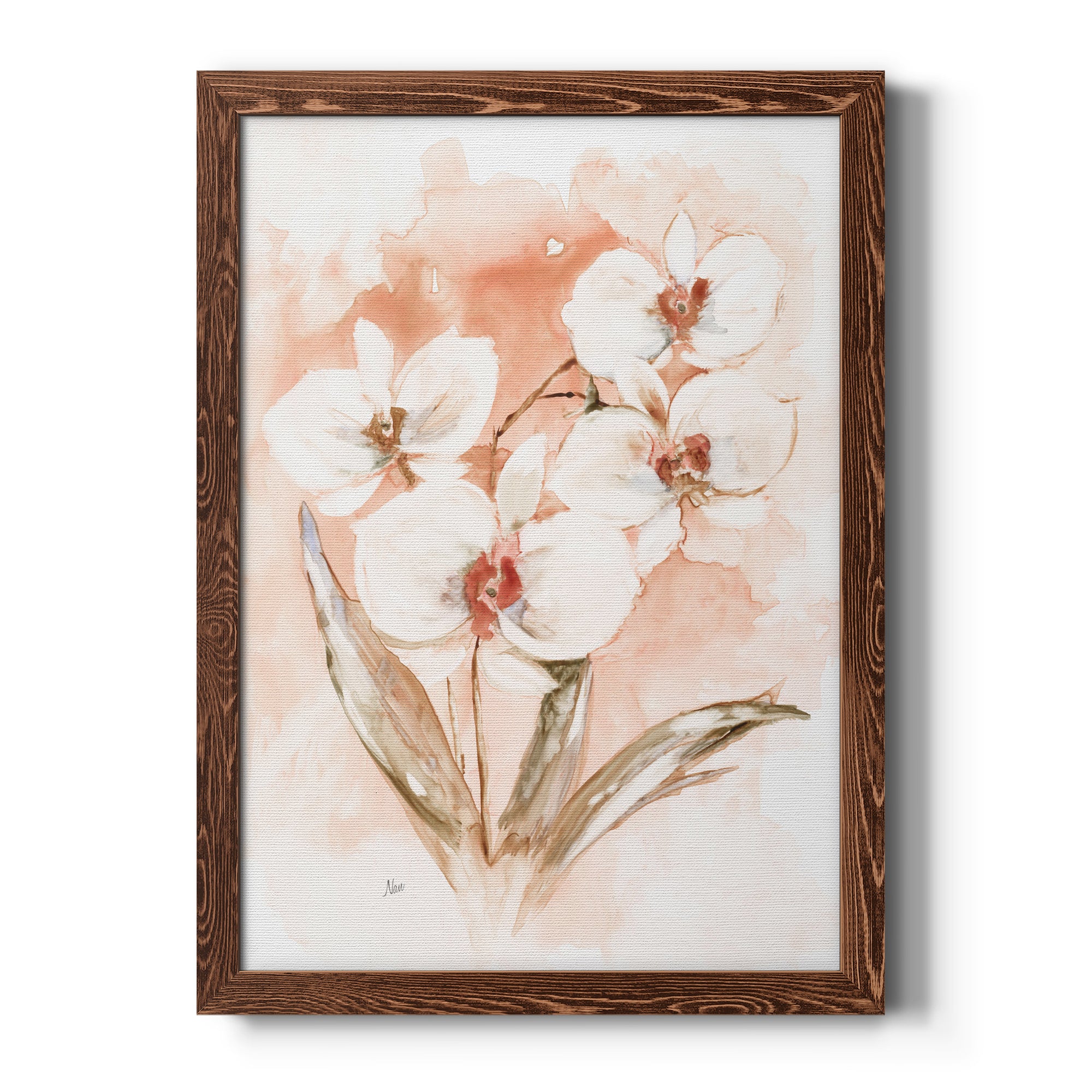 White and Coral Orchid I - Premium Canvas Framed in Barnwood - Ready to Hang