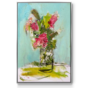 TURQUOISE LILLY - Framed Premium Gallery Wrapped Canvas L Frame - Ready to Hang