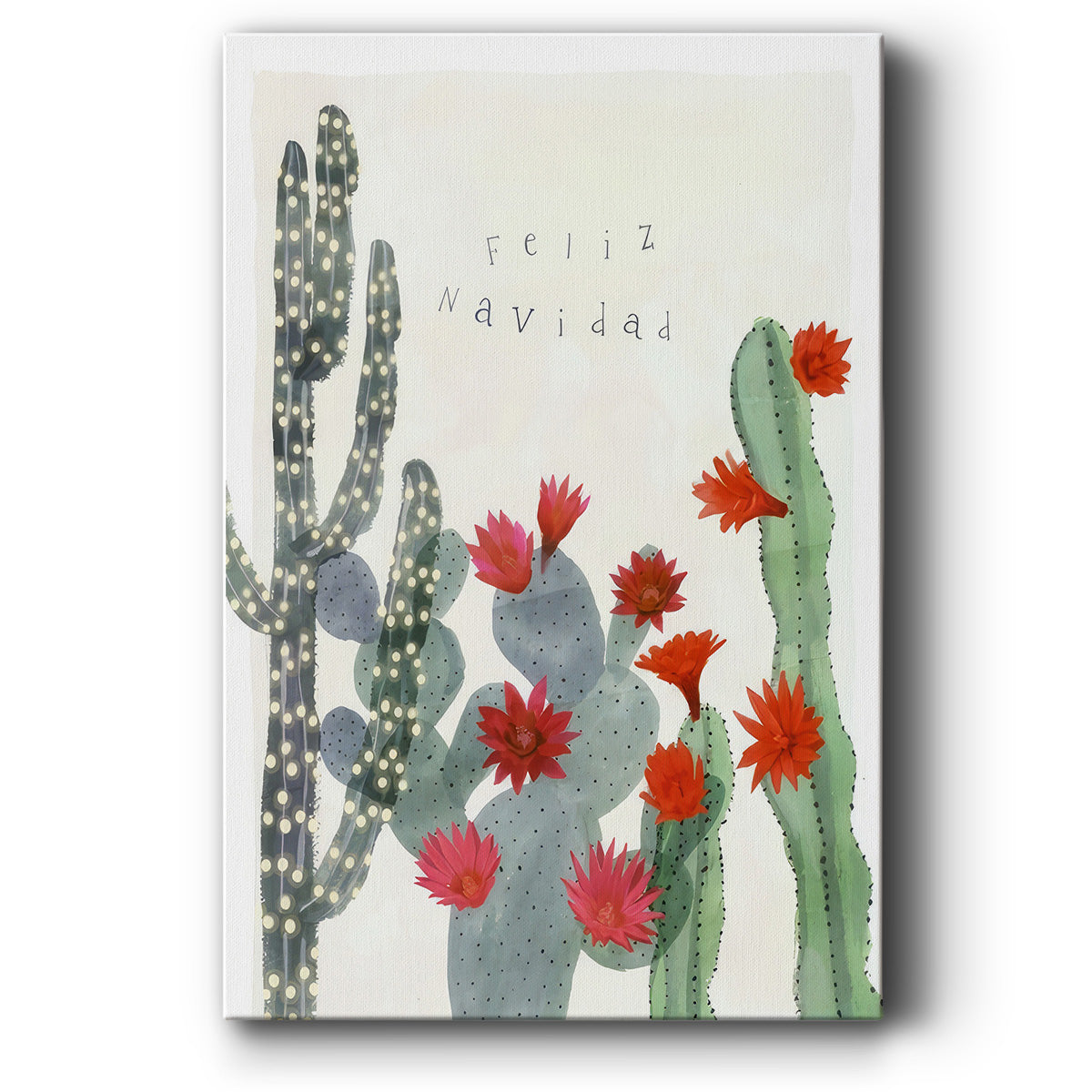 Desert Christmas Cactus II - Gallery Wrapped Canvas