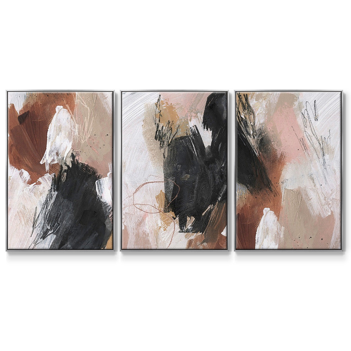 Unbleached Neutrals I - Framed Premium Gallery Wrapped Canvas L Frame 3 Piece Set - Ready to Hang