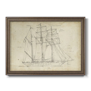 Sailboat Blueprint I Premium Framed Canvas- Ready to Hang