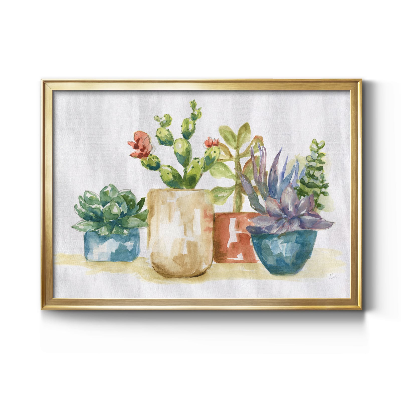 Summer Succulents I - Modern Framed Canvas Print