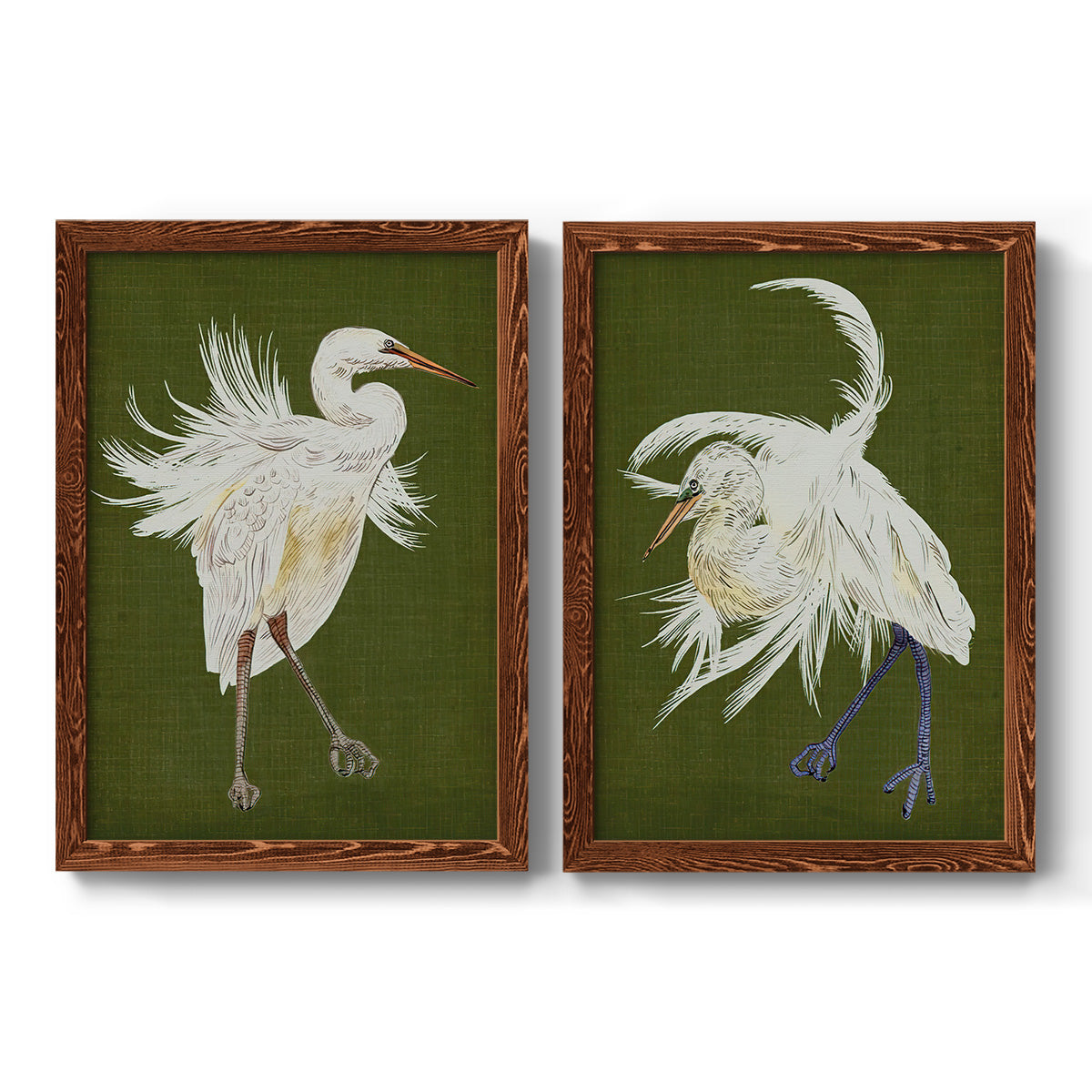 Heron Plumage I - Premium Framed Canvas 2 Piece Set - Ready to Hang