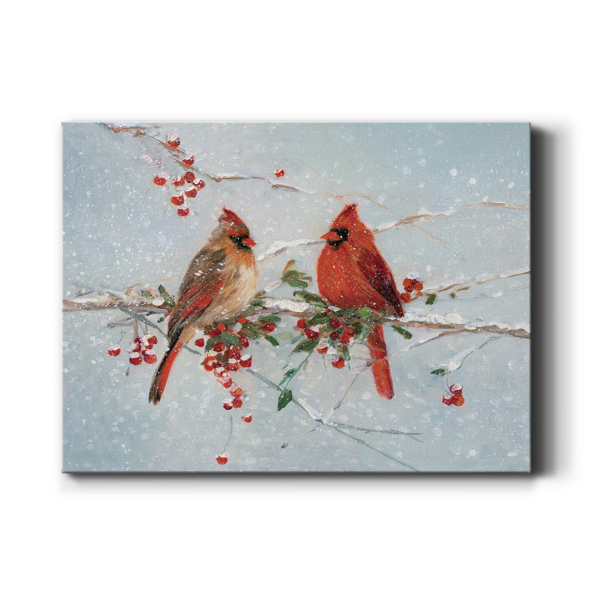 Cardinals in Winter - Premium Gallery Wrapped Canvas  - Ready to Hang