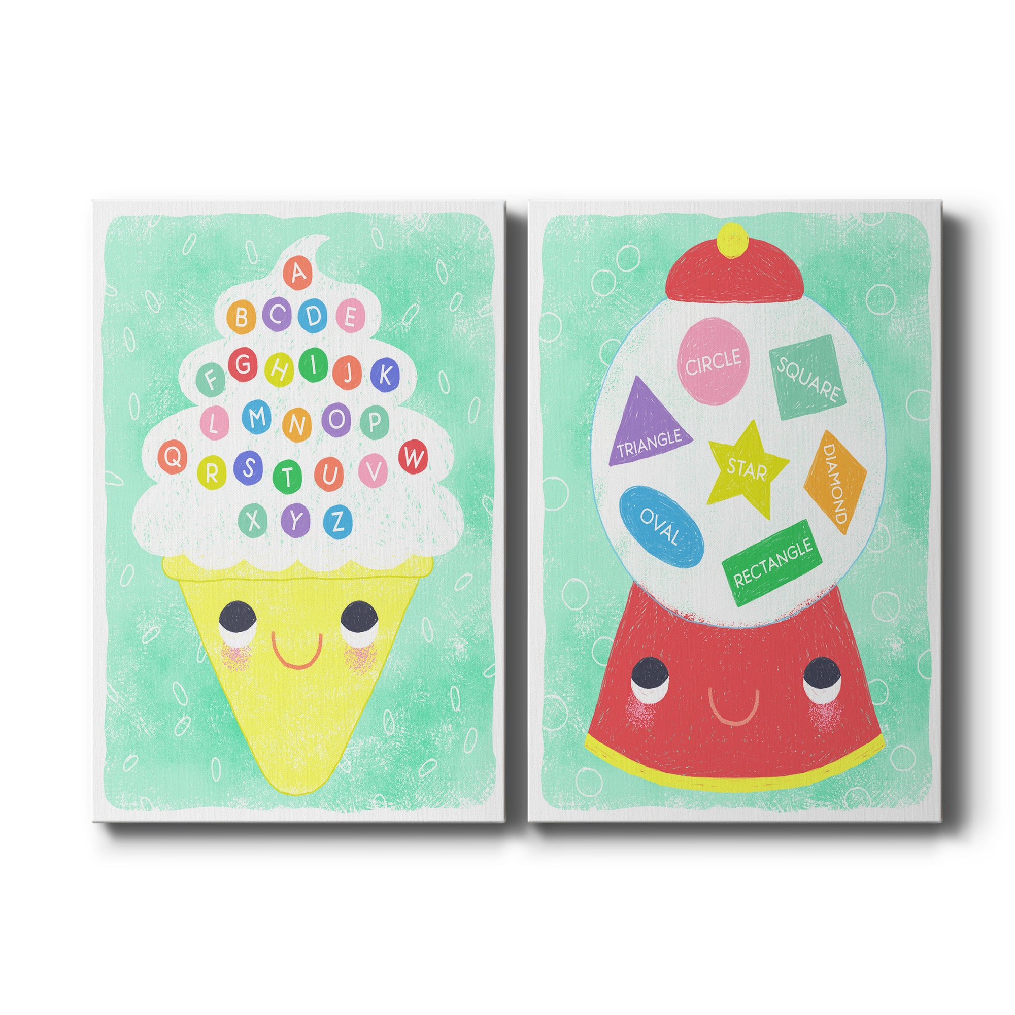 Ice Cream Alphabet Premium Gallery Wrapped Canvas - Ready to Hang - Set of 2 - 8 x 12 Each