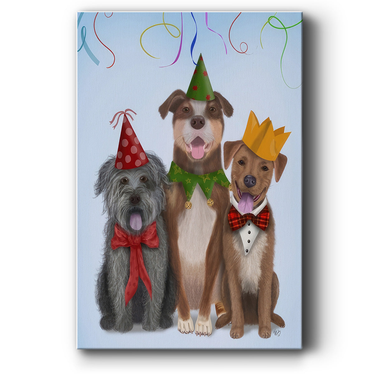 Christmas Party Mutts - Gallery Wrapped Canvas