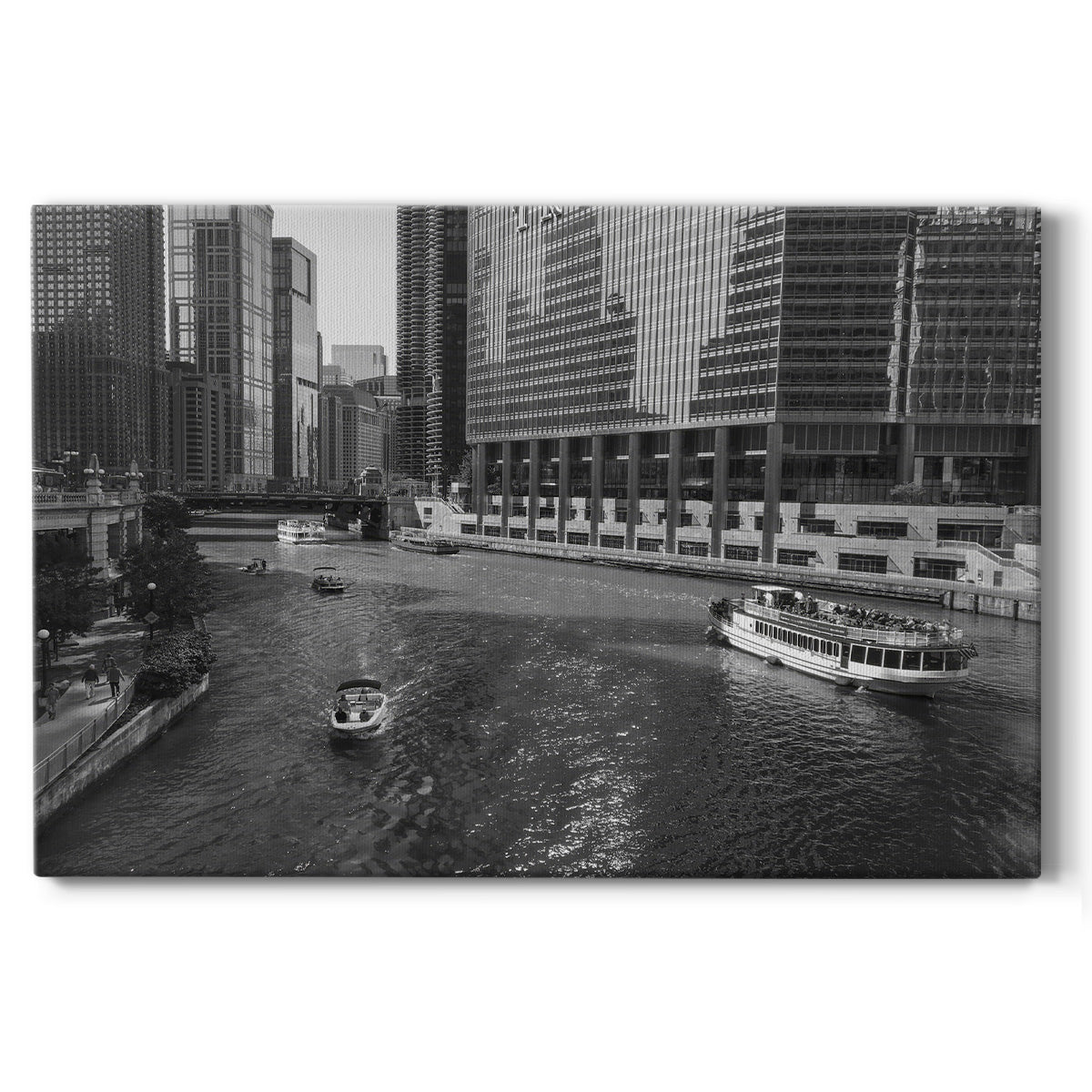Vintage Chicago River - Gallery Wrapped Canvas