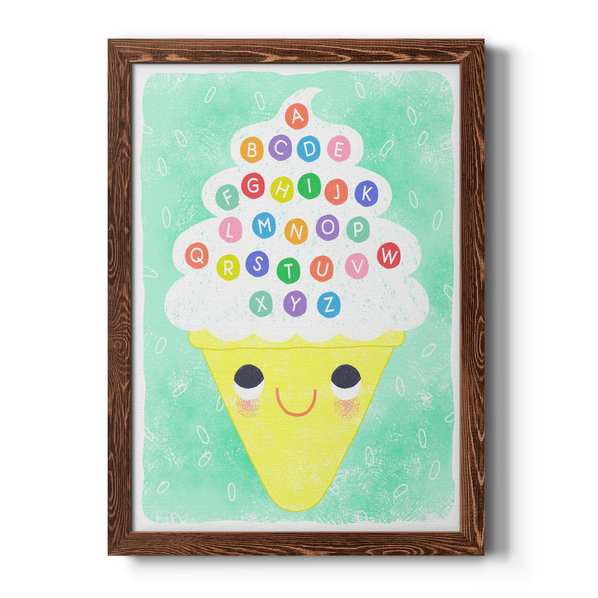 Ice Cream Alphabet - Premium Canvas Framed in Barnwood - Ready to Hang