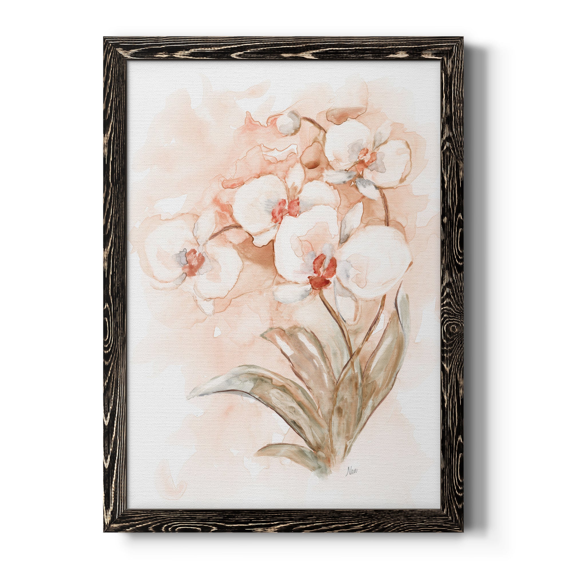 White and Coral Orchid II - Premium Canvas Framed in Barnwood - Ready to Hang