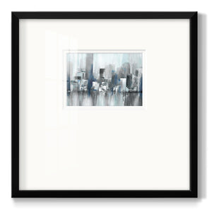 Cityscape in Blues- Premium Framed Print Double Matboard